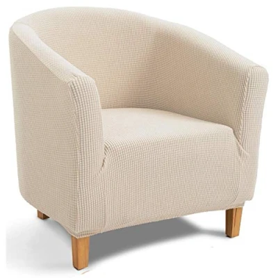 Afbeelding van TIANSHU Fauteuilhoes voor chesterfield, overtrek kuipstoel of clubfauteuil, jacquard, elastisch, wasbaar, antislip, ivoorwit