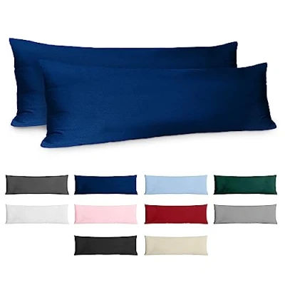 Afbeelding van Kussensloop, 40 x 145 cm, versterkt katoen, 2 stuks, donkerblauw, dicht geweven, 57 draden/cm², kussensloop Oeko Tex gecertificeerd