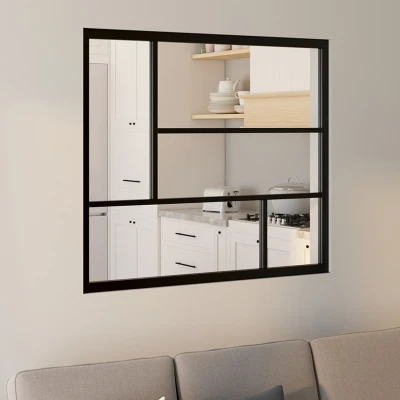 Afbeelding van Geometrisch glazen dak B. 93 x H. 108 cm in zwart metaal en gehard glas