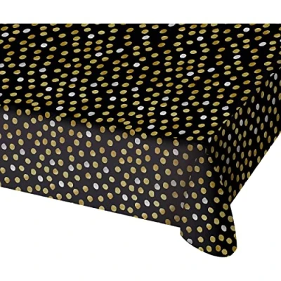 Afbeelding van Folat PE Tafelkleed Glossy Black (130 x 180cm) Halloween Decoratie Versiering