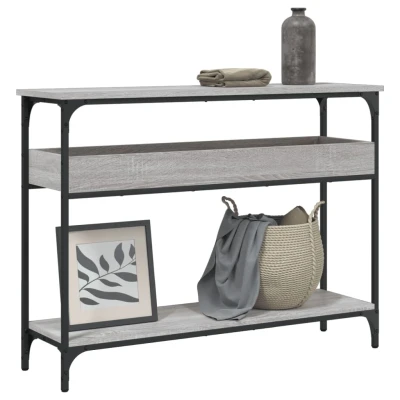 Afbeelding van Wandtafel met schap 100x29x75 cm bewerkt hout grijs sonoma