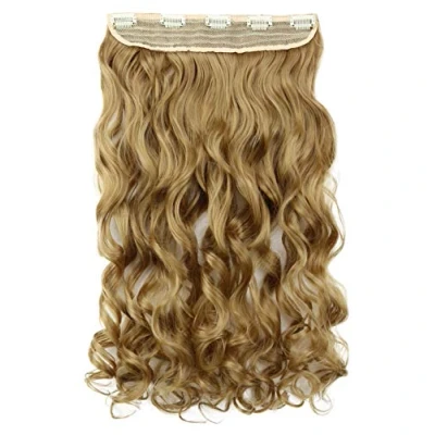 Afbeelding van PRETTYSHOP 55cm Clip In Extensies Haarextensies Haarstukje Golvend Goudblond C64 1