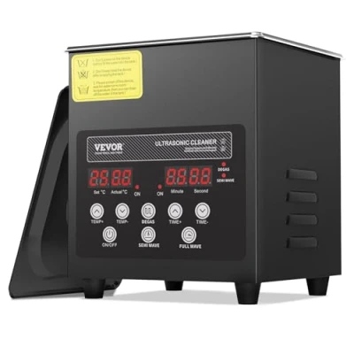Image de VEVOR Nettoyeur à Ultrasons 2 L avec Panier Chauffage et Minuterie 60 W Noir