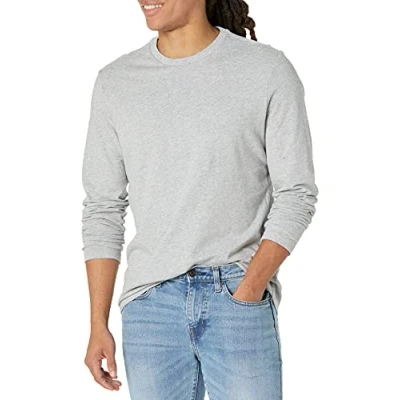 Image de Amazon Essentials T Shirt à Manches Longues Coupe Ajustée Men&#039;s, Gris Clair Chiné, L