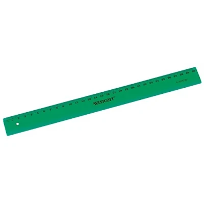 Afbeelding van Westcott 10172 00 liniaal van kunststof, met schaalverdeling ophanggat in praktische cm/mm, groen