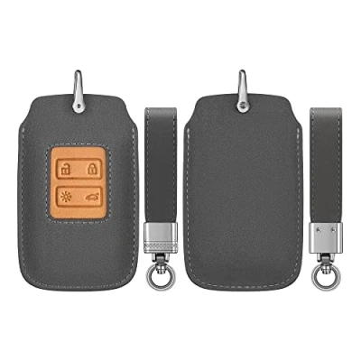 Afbeelding van kwmobile Autosleutel hoesje geschikt voor Renault 4 knops Smartkey (alleen Keyless Go) behuizing in grijs / bruin