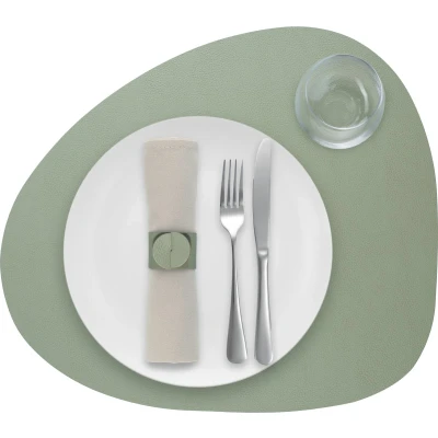 Afbeelding van 1x Skinnatur Placemat leder Laurel groen 46x40cm gerecycleerd leer tafeldecoratie onderlegger