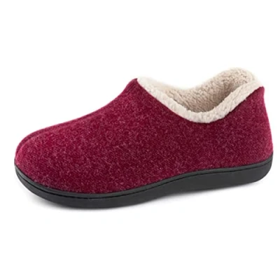 Afbeelding van ULTRAIDEAS Comfortabele pantoffels van traagschuim voor dames met warme fleecevoering, wolachtige katoenmix antislip rubberen zool voor, Rood