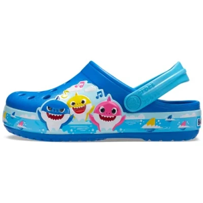 Afbeelding van Crocs Fl Baby T klompen met haaienband, uniseks kinderen, Lichtgevend kobalt