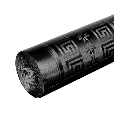 Afbeelding van Pro Nappe Ref R485034I Wegwerp tafelkleed van damastpapier op rol 50 x 1,18 (l b) Universeel chique en klassiek met motief, 166 couverts, Kleur zwart