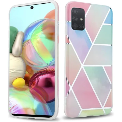 Afbeelding van Cadorabo Hoesje geschikt voor Samsung Galaxy A71 5G in Regenboog Marmer No. 11 Beschermhoes gemaakt van TPU siliconen Case Cover met mozaïek motief