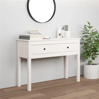 Afbeelding van Wandtafel 100x35x75 cm massief grenenhout wit