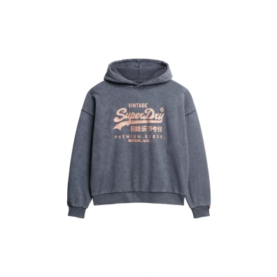 Afbeelding van Superdry Vintage LOGO Metallic Relaxed Hoodie, Dames, Maat: 38, Heavy backstage black