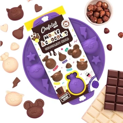 Afbeelding van Chefclub Kids Chocoladevorm Maak 21 Chocolade Siliconen van hoge levensmiddelenkwaliteit met antiaanbaklaag Kinderen Snoep, IJsblokjes