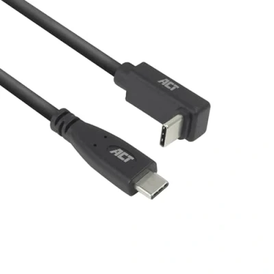 Afbeelding van ACT USB 3.0 10Gbps 60W Type C (recht) naar (haaks boven/beneden) kabel, 0,5 meter AC7470
