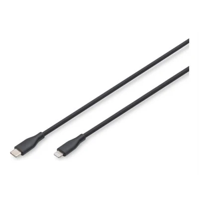 Image de ASSMANN Câble Lightning 24 pin USB C mâle pour 50 cm simple blindé Certifié MFI noir