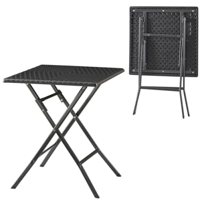 Afbeelding van Klaptafel Mark tuintafel 61,5x61,5x73 cm vierkant rotan look zwart [en.casa]