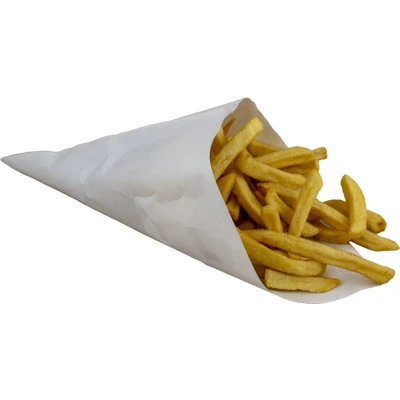 Afbeelding van Paper and Cardboard Cone Bags White Pergament Greaseproof 170 x 240mm (Filling content 100 Grams)