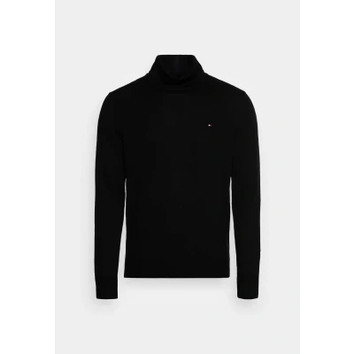 Afbeelding van Tommy Hilfiger heren Fijngebreide coltrui in kasjmierblend met logoborduring de kleur Zwart, maat: XS