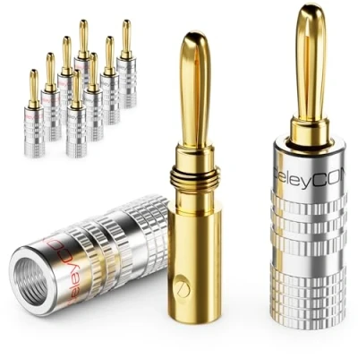 Afbeelding van deleyCON Bananenstekker, verguld, schroefbaar, voor luidsprekerkabels van 0,75 mm tot 4 &amp; hifi ontvanger, 10 stuks