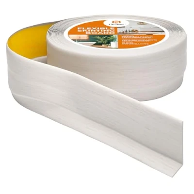 Afbeelding van Quest flexibele plint, zelfklevend, 50 mm x 20 mm, pvc kwast, afwerkingstape voor keuken, badkamer, muur, vloer, decoratief, uv bestendig (berk, 5 m)