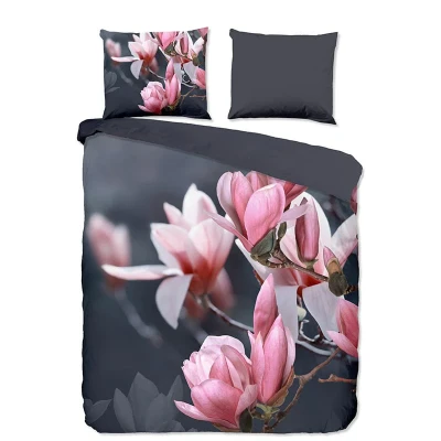 Afbeelding van Pure Dekbedovertrek &quot;magnolia bloemen&quot; Antraciet (200x200/220 cm) Microfiber