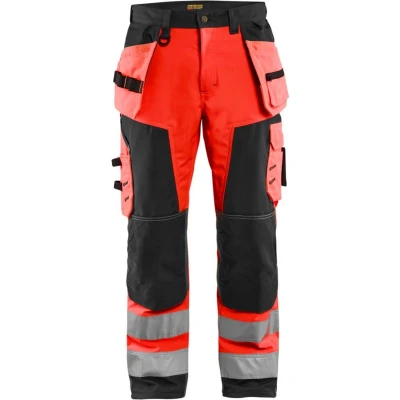 Afbeelding van Blaklader Werkbroek softshell High Vis 1567 2517 Rood/Zwart C52