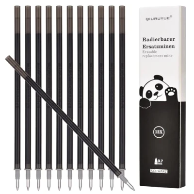 Afbeelding van QIURUYUE Reservevullingen, compatibel met Legami uitwisbare rollerbalpen, 0,7 mm, hoogte 13 cm, gemiddelde dikte, gelrollervulling (zwart)