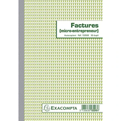 Afbeelding van Exacompta 13293E Manifold Factures Micro bedrijf, 21 x 14,8 cm, 50 vellen, doorschrijvend Voor de productie van rekeningen.