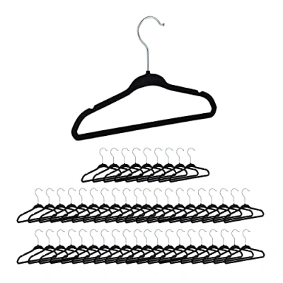 Afbeelding van Relaxdays fluwelen kinderkledinghangers kinderkleerhangers antislip babykledinghangers Zwart, Pak van 50