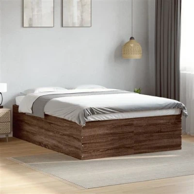 Afbeelding van vidaXL Bedframe bewerkt hout bruin eikenkleur 135x190 cm