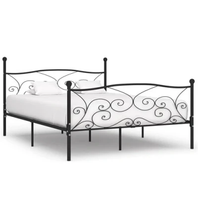 Afbeelding van Bedframe met lattenbodem metaal zwart 180x200 cm