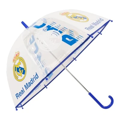 Afbeelding van Kids Euroswan Real Madrid FC transparante klokparaplu, 48,3 cm, meerkleurig, één maat, Meerkleurig