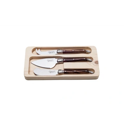 Afbeelding van Laguiole Style De Vie Kaasmes Set Van 3 Donkerbruin