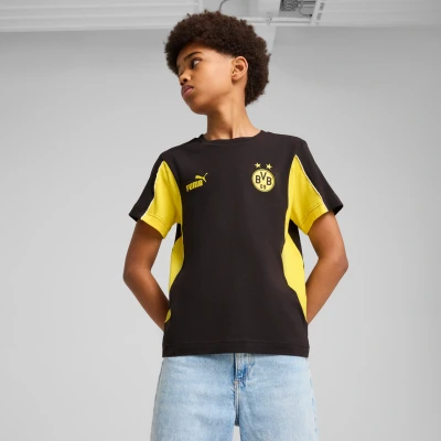 Afbeelding van Puma BVB Borussia Dortmund Archive TEE JR Unisex Fanartikel voor kinderen, Maat: 128, Black/faster yellow