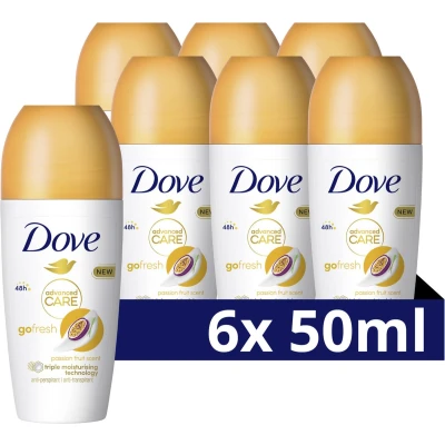 Afbeelding van Dove Advanced Care Go Fresh Passievrucht Anti Transpirant Deodorant Roller 6 x 50 ml Voordeelverpakking