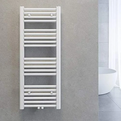 Afbeelding van SONNI Handdoekdroger badkamerradiator centrale aansluiting handdoekwarmer recht wit 40 x 100 cm