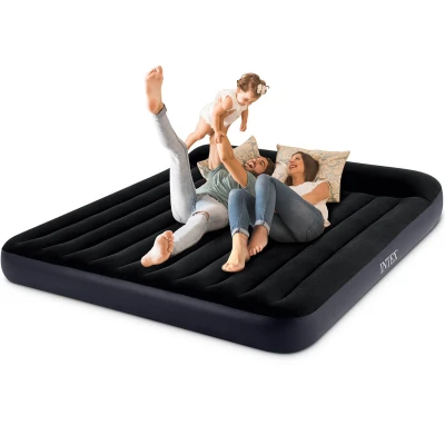 Afbeelding van Intex King Dura Beam Luchtbed 2 Persoons Opblaasbaar 183 x 203 25 cm PVC Hoofdkussen indoor/outdoor