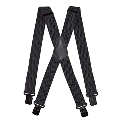 Afbeelding van Olata Bretels voor heren, breed, X, met extra brede zwarte clips, 4 cm, Donkergrijs