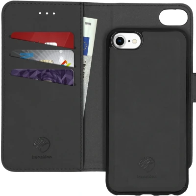 Afbeelding van iMoshion Hoesje Geschikt voor iPhone SE (2022) / (2020) 8 7 Met Pasjeshouder Uitneembare 2 in 1 Luxe Bookcase Zwart