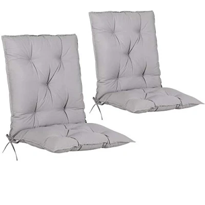 Afbeelding van Tuinstoelkussens, stoelkussens, set van 2, grijs, 116 x 57 7 cm