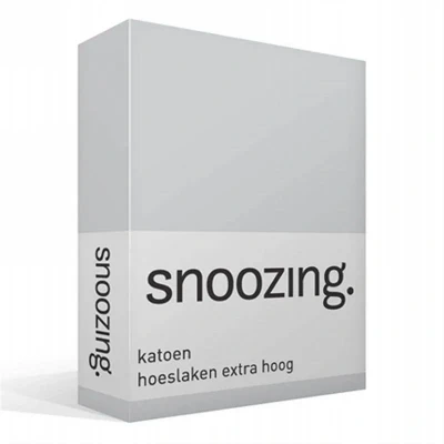 Afbeelding van Snoozing Katoen Extra Hoog Hoeslaken Tweepersoons 150x200 cm Grijs