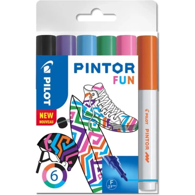 Afbeelding van Verfstift Pilot Pintor fun 1.0mm ass etui à 6 stuks assorti
