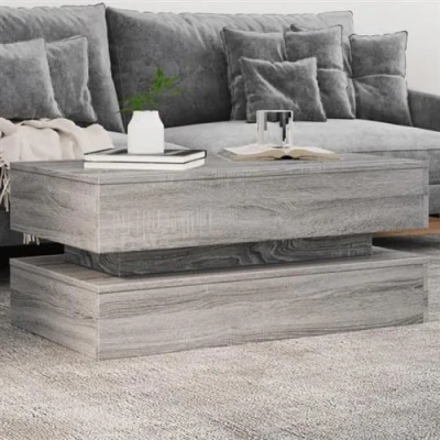Afbeelding van Salontafel met LED verlichting 90x50x40 cm grijs sonoma eiken