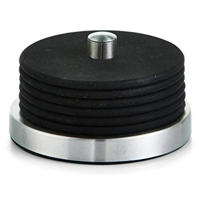 Afbeelding van Zeller Glasonderzetters 6ST zwart siliconen 10 cm met houder