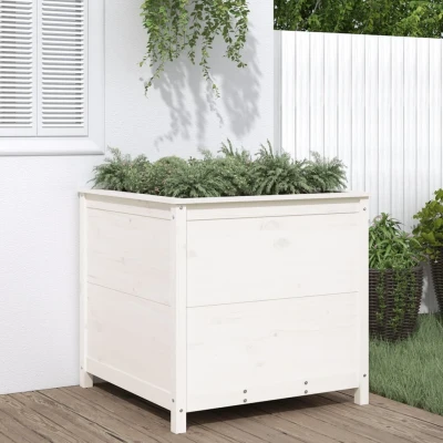Afbeelding van Plantenbak 82,5x82,5x78 cm massief grenenhout wit