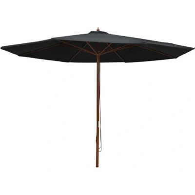 Afbeelding van Parasol met houten paal 350 cm zwart