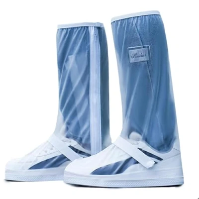 Afbeelding van Waterdichte schoenovertrek voor dames en heren, wasbaar, waterdicht, herbruikbaar, overschoenen, reflecterende details, versterkte antislipzool, Wit.