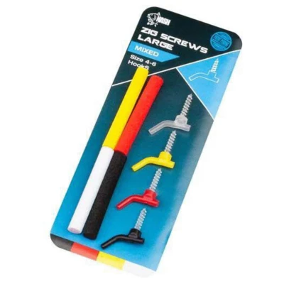 Afbeelding van Nash Zig Screw Kit Mixed Colours Large (4 stuks) Imitatie aas