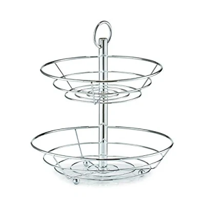 Afbeelding van Fruitschaal/fruitmand rond zilver metaal 29 cm Etageres